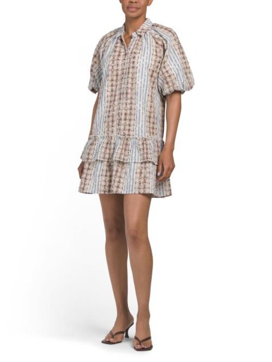 AUREUM Dresses & Skirts - AUREUM Embroidered Mini Shirt Dress